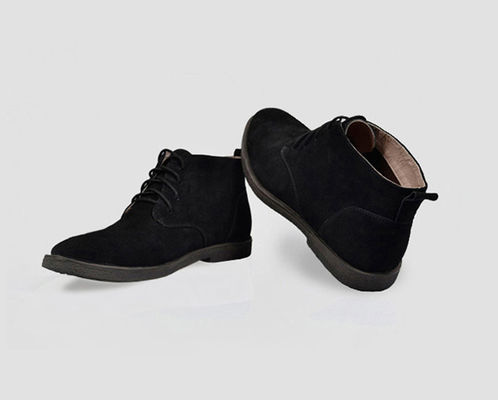 Genuine Leather Plush Suede Desert Boots For Men , Square Heel Mens Ankle Dress Boots