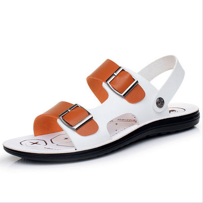 Round Toe Handmade Leather Sandals Summer Men Beach Sandals Logo Customized