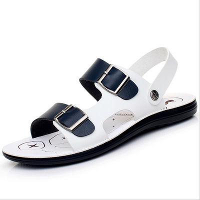 Round Toe Handmade Leather Sandals Summer Men Beach Sandals Logo Customized