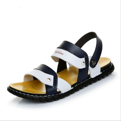 Luxury Mens Summer Slip On Sandals , Custom Handcrafted Leather Sandals