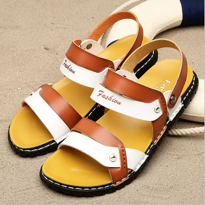 Luxury Mens Summer Slip On Sandals , Custom Handcrafted Leather Sandals