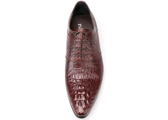 Burnished Leather Men'S Wedding Dress Shoes Low Heel Mens Brown Oxford Shoes