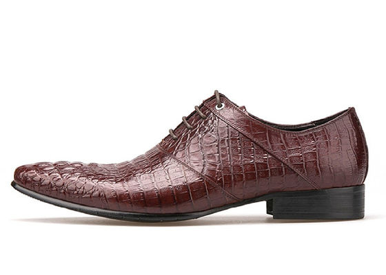 Burnished Leather Men'S Wedding Dress Shoes Low Heel Mens Brown Oxford Shoes