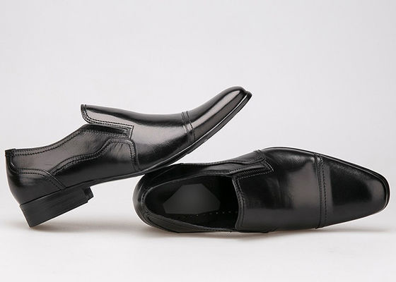 Formal Business Men'S Wedding Dress Shoes Wear Resistant Flat Black Leather Slip On Shoes