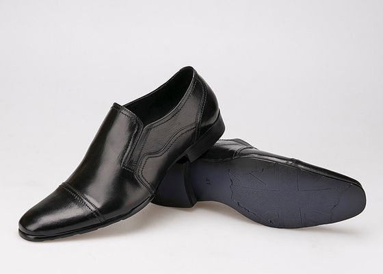 Formal Business Men'S Wedding Dress Shoes Wear Resistant Flat Black Leather Slip On Shoes