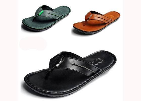 Flip Flop Mens Leather Slippers Customized Summer Mens Designer Slip On Shoes