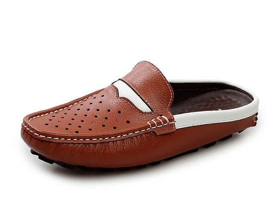 Fashion Summer Genuine Leather Mens Sandals / Mens Cowhide Slippers
