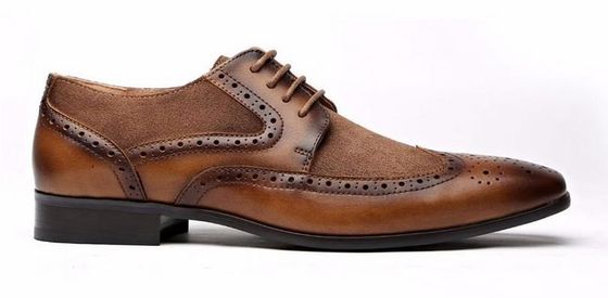 High Class Cow Leather Mens Pointed Toe Dress Shoes Fashion Brogue Shoes For Men
