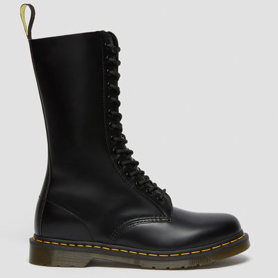 Round Toe Women'S Leather Boots Black Military Style Boots For Leisure / Business