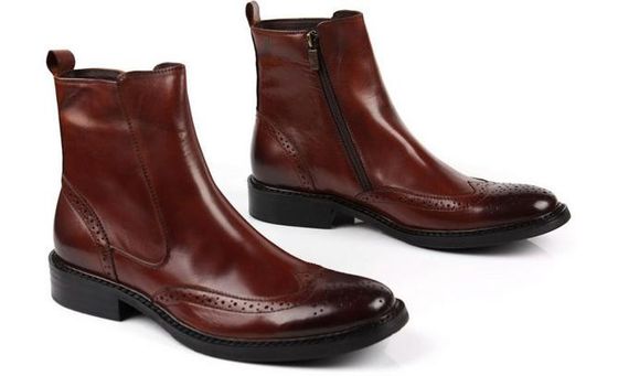 Handmade Zip Mens Leather Dress Boots Military Army SWAT Combat / Training Boots