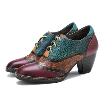Casual Bohemian Style Shoes Thick Heel Dress Shoes Women Retro Shoes