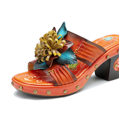 Handmade Fashion Women Sandals Slippers 3D Flowers Platform Slipper Shoes