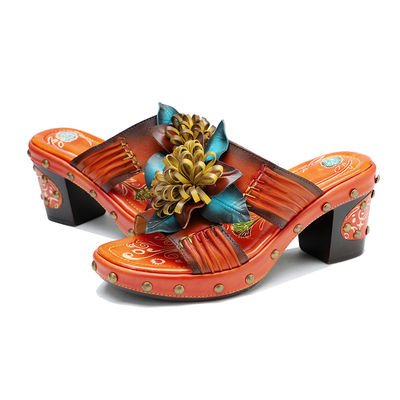 Handmade Fashion Women Sandals Slippers 3D Flowers Platform Slipper Shoes
