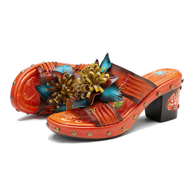 Handmade Fashion Women Sandals Slippers 3D Flowers Platform Slipper Shoes