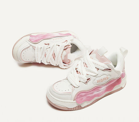 Lace Up Women Leather Sneakers Casual Thick Sole Casual Shoes