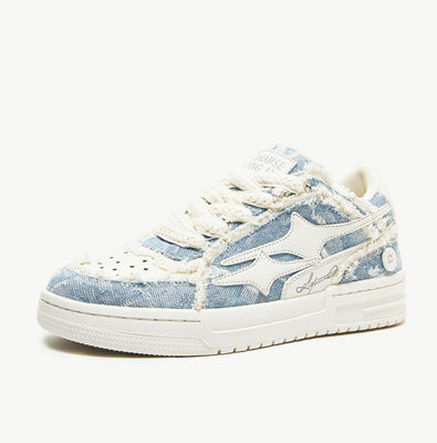 Custom Women Leather Sneaker Round Toe Canvas Denim Sneakers