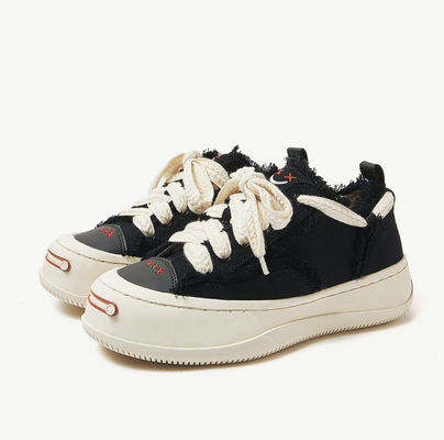 White / Black Breathable Trainers Ladies Canvas Sneakers Round Toe
