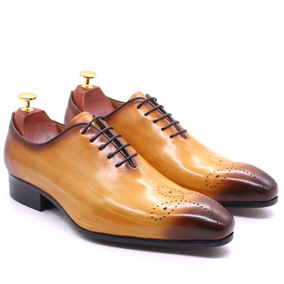Retro Vintage Mens Leather Dress Shoes , Men Leather Lace Up Brogue Shoes