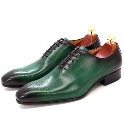 Retro Vintage Mens Leather Dress Shoes , Men Leather Lace Up Brogue Shoes
