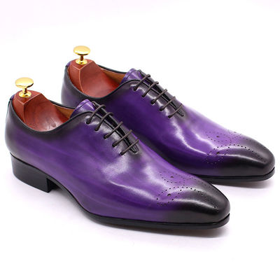 Retro Vintage Mens Leather Dress Shoes , Men Leather Lace Up Brogue Shoes