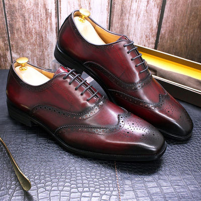 Fashion Genuine Leather Men Shoes , Adult Formal Dress Shoes Men