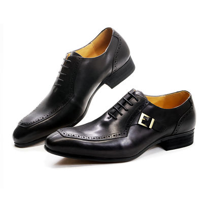 Embossing Patent Leather Men Formal Dress Shoes Brown ODM approved