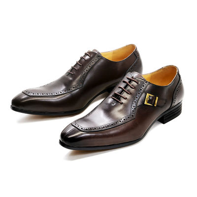 Embossing Patent Leather Men Formal Dress Shoes Brown ODM approved