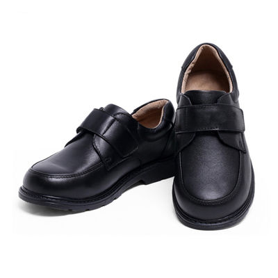 Leather Unisex School Shoes Black  Size 26-45 Flat Heel With Leather Lining