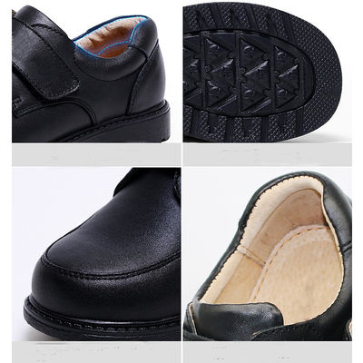 Leather Unisex School Shoes Black  Size 26-45 Flat Heel With Leather Lining
