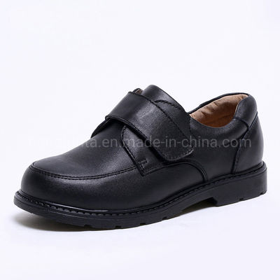 Leather Girls School Shoes Round Toe TPR Sole With Bow Tie
