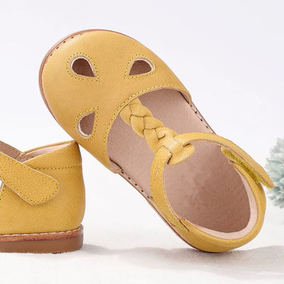 Round Toe Leather School Shoes  Yellow Leather Cute Baby Shoes