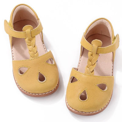 Round Toe Leather School Shoes  Yellow Leather Cute Baby Shoes