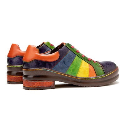 Solid Pattern Women's Dress Shoes Customized Hand Polished Rainbow Flat Shoes