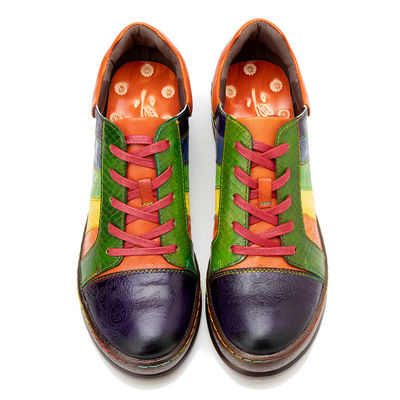 Solid Pattern Women's Dress Shoes Customized Hand Polished Rainbow Flat Shoes