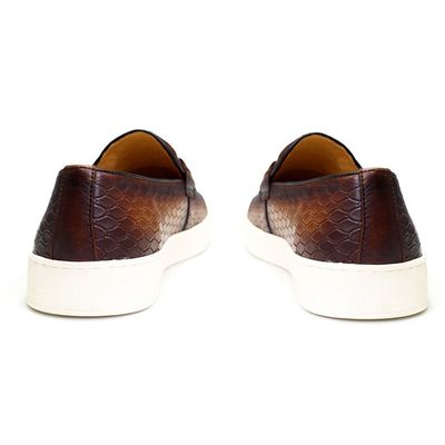 All Seasons Mens Slip On Sneakers Genuine Leather Flat Boat Shoes For Leisure