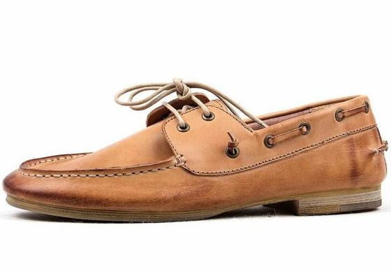Burnished Leather Men's Casual Shoes / Luxury Handsewn Boat Shoes