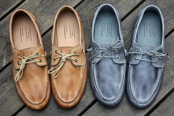 Burnished Leather Men's Casual Shoes / Luxury Handsewn Boat Shoes