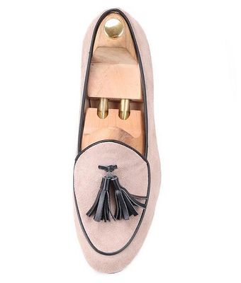 Suede Tassel Mens Velvet Slippers , Banquet Mens Velvet Smoking Slippers