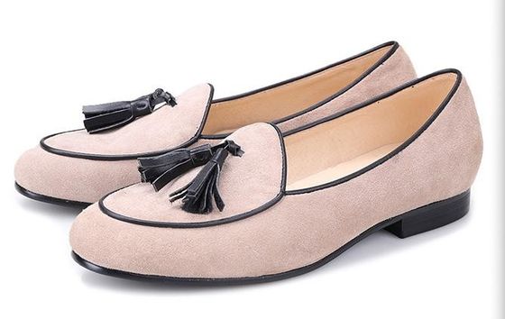 Suede Tassel Mens Velvet Slippers , Banquet Mens Velvet Smoking Slippers