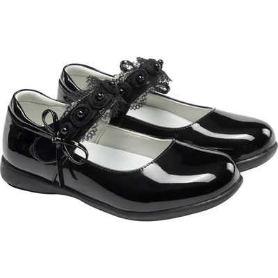 26-45 Black Leather School Shoes with Lace-up Closure Design