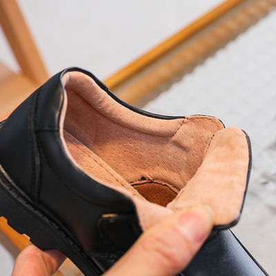 26-45 Black Leather School Shoes with Flat Heel and Laces Made