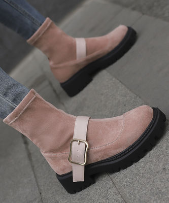 Made in Italy Women's Leather Boots with Genuine Leather Upper and Low Heel Height