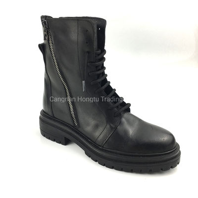 Made in Italy Women's Leather Boots with Genuine Leather Upper and Low Heel Height