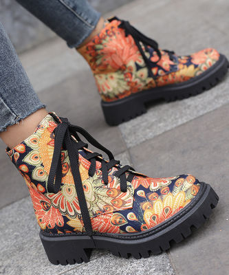 Rubber Sole Women's Leather Boots Black Military Style Boots for Standards