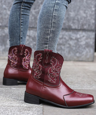 Female Ladies' Leather Western Cowboy Boots With Excellent Performance