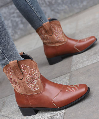 Female Ladies' Leather Western Cowboy Boots With Excellent Performance