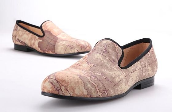 Slip On Mens Velvet Loafers Embroidered Velvet Smoking Slippers