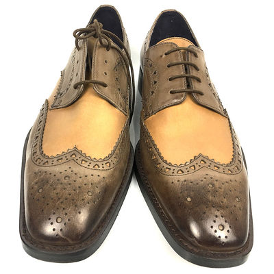 Iron Woven Mens Woven Leather Lace Up Shoes Pointed Toe Flats Mens Brown Wedding Shoes