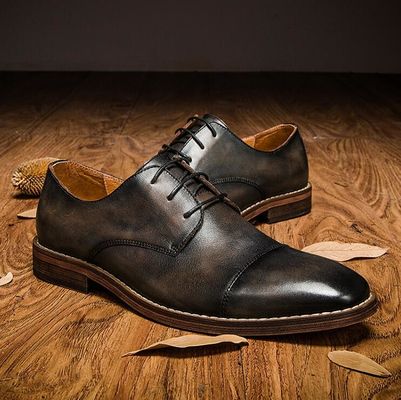 Waterproof Men'S Wedding Dress Shoes Lace Up Flat Heel Striped Slip On Shoes