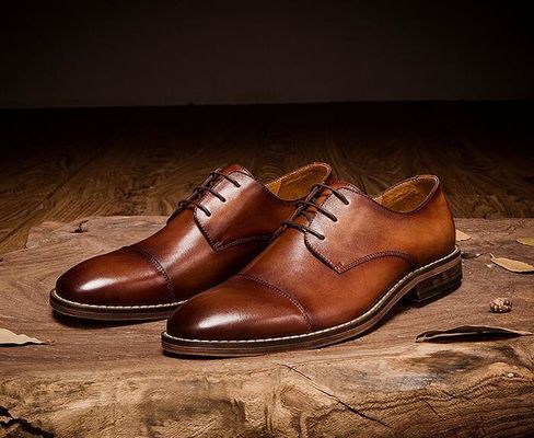 Waterproof Men'S Wedding Dress Shoes Lace Up Flat Heel Striped Slip On Shoes